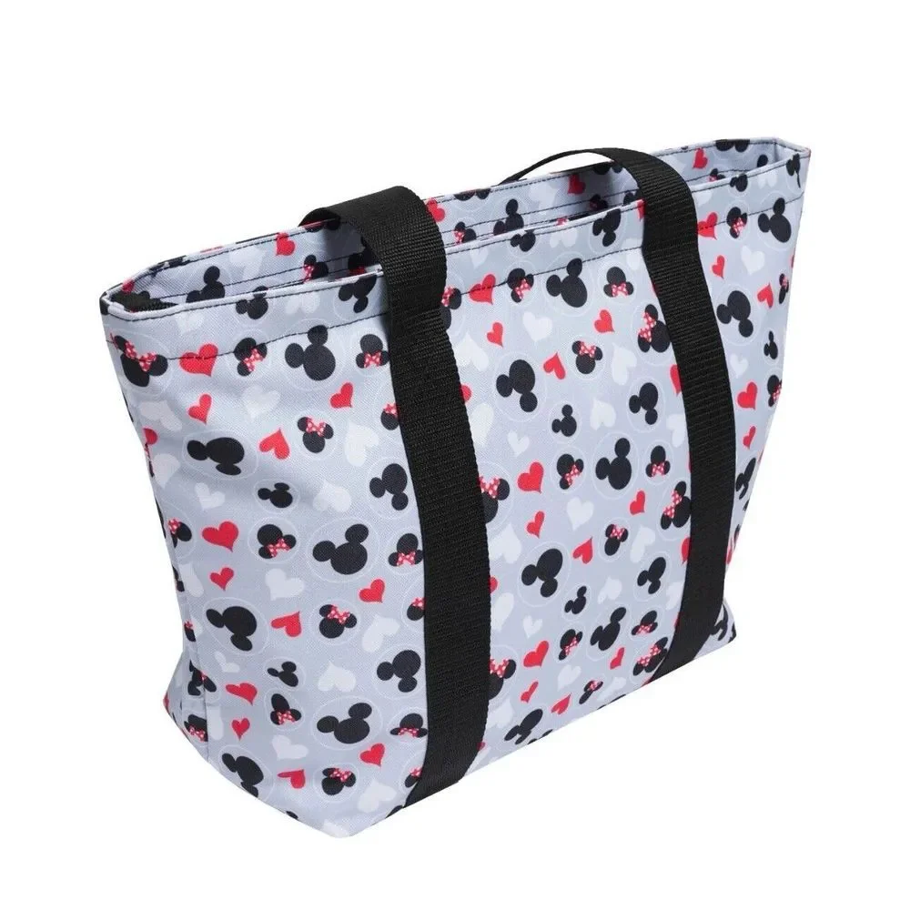 Disney Mickey & Minnie Gray Iconic Print‎ Heart Travel Tote Bag~ Licensed NWT